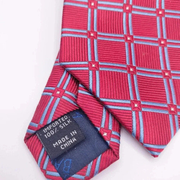 Jos A. Bank Executive Collection Tie Necktie Silk Red Blue Geometric Square TT - Picture 4 of 6
